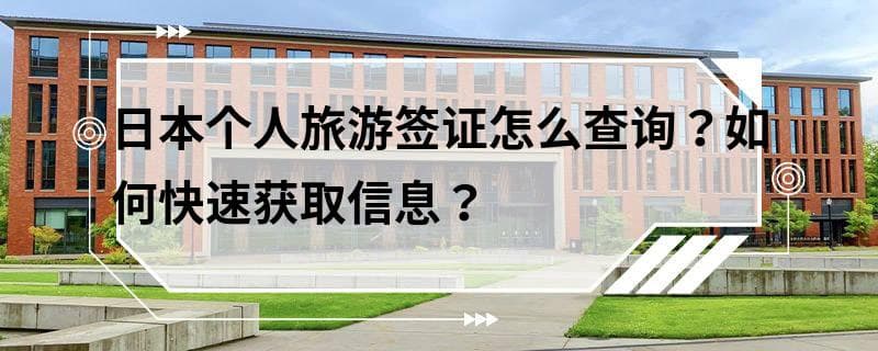 日本个人旅游签证怎么查询？如何快速获取信息？