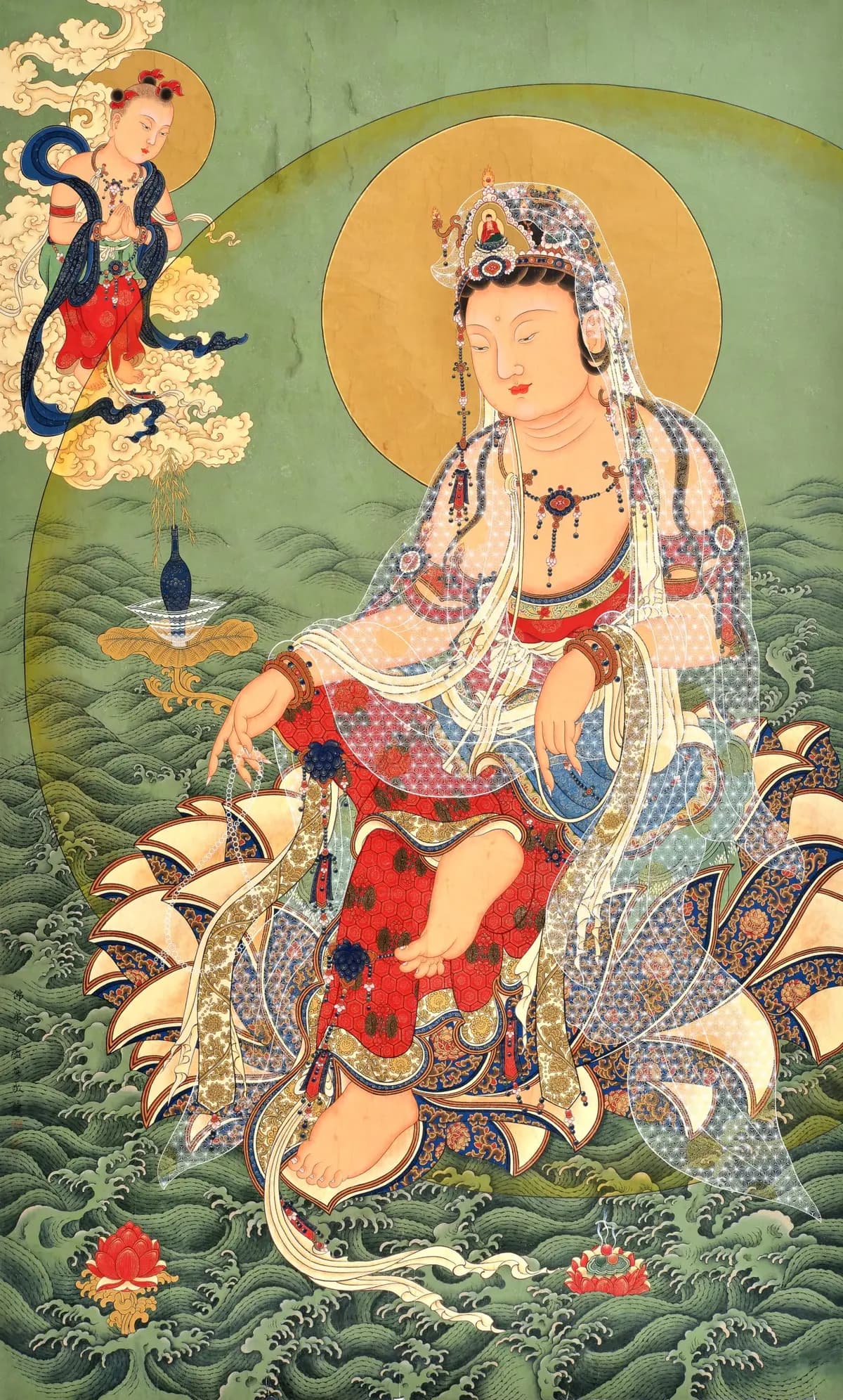 人物工笔画观音画像的“传神”密码：五官、服饰细节挑选指南