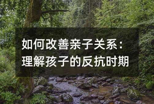 如何改善亲子关系：理解孩子的反抗时期