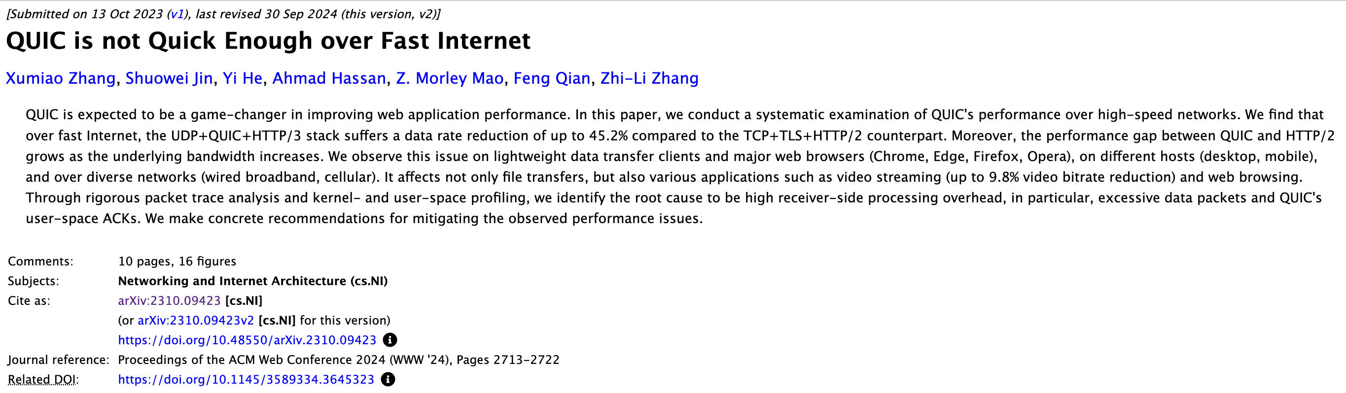 QUIC 在高速网络下不够快