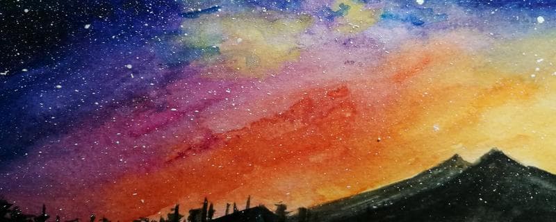 用水彩绘制星空画的方法，首先需要进行背景渲染