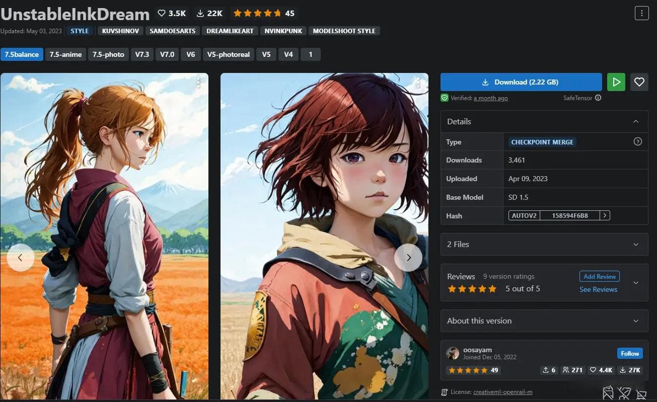 Stable Diffusion入门使用技巧及个人实例分享--大模型及lora篇