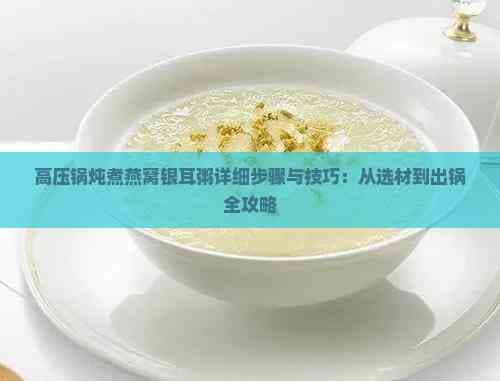 高压锅炖煮燕窝银耳粥详细步骤与技巧：从选材到出锅全攻略