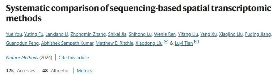 Nat Methods：基于测序的11种空间转录组学方法的系统比较