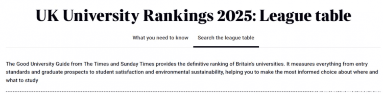 2025泰晤士英国大学排名更新！LSE冲到榜首，牛剑创历史低位！