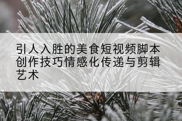 引人入胜的美食短视频脚本创作技巧：情感化传递与剪辑艺术