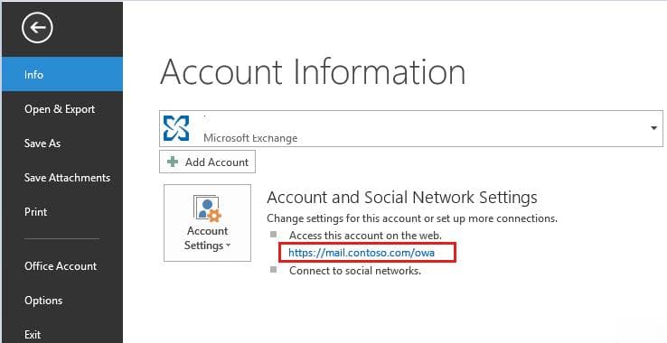 如何在 Web 上设置 Outlook 以访问 Exchange Server