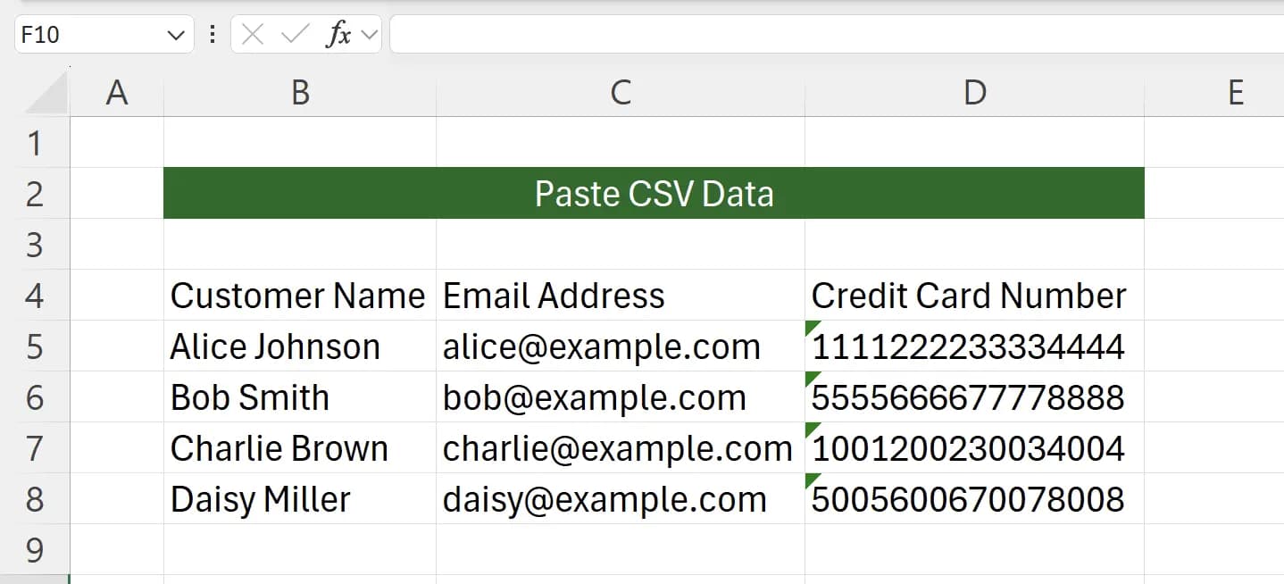 如何正确地将 CSV 数据粘贴到工作表中