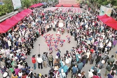 基诺族同胞击鼓欢庆特懋克 中外宾客齐聚看“村晚”