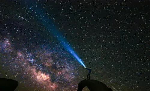 手电筒向夜空照射出光子，什么时候会到宇宙尽头？