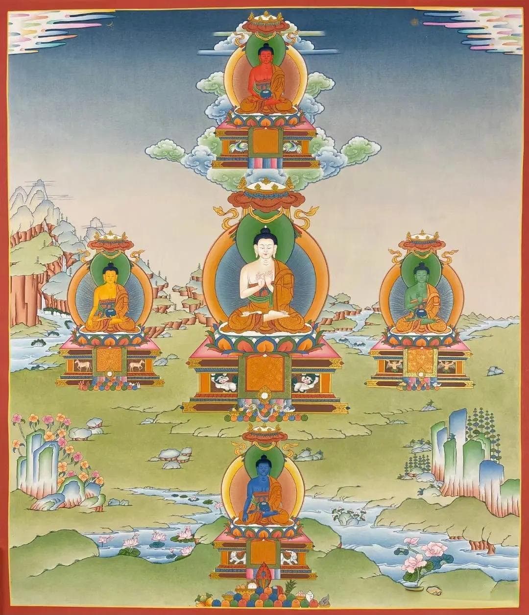 佛教五方佛：东南西北中五位佛的智慧象征