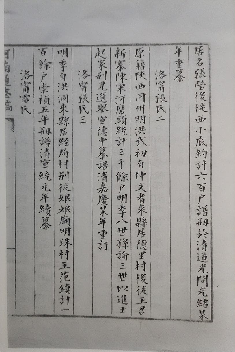 地方志记载的德里张氏来源