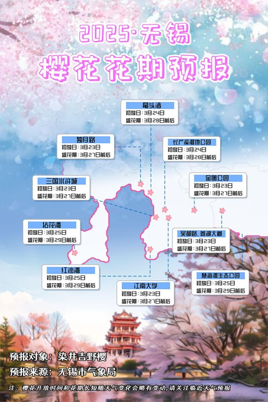 无锡樱花季全攻略：最佳观赏时间与地点推荐