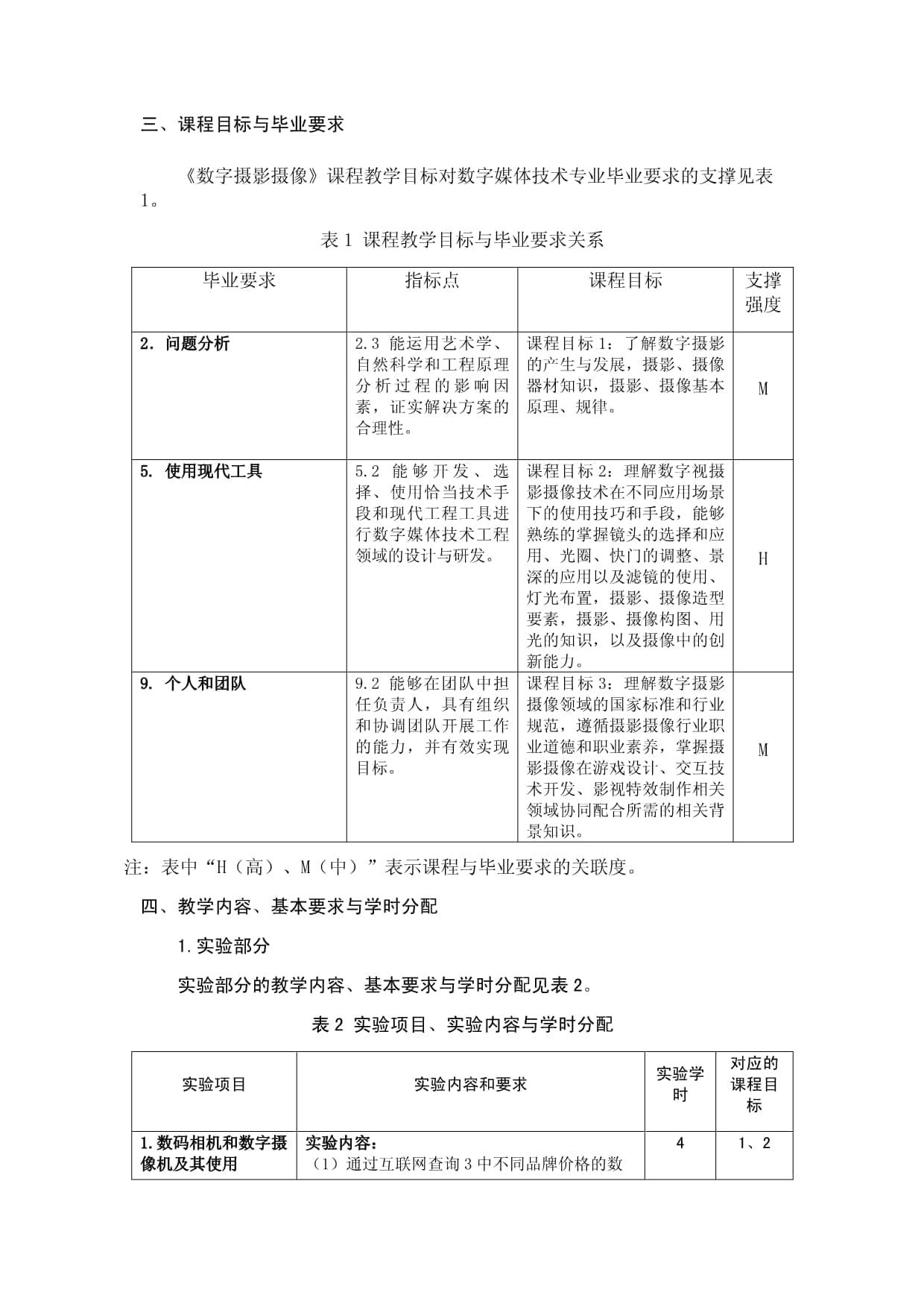 《数字摄影摄像实验》教学大纲
