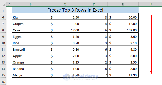 如何冻结 Excel 中的前 3 行（3 种方法）
