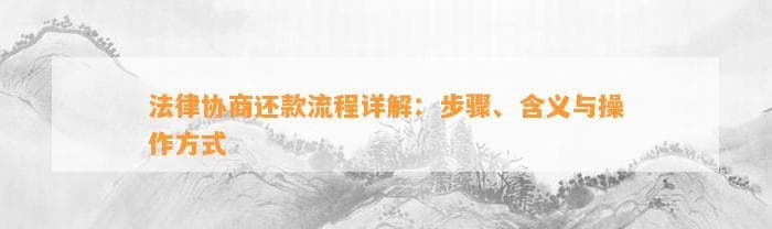 法律协商还款流程详解：步骤、含义与操作方式