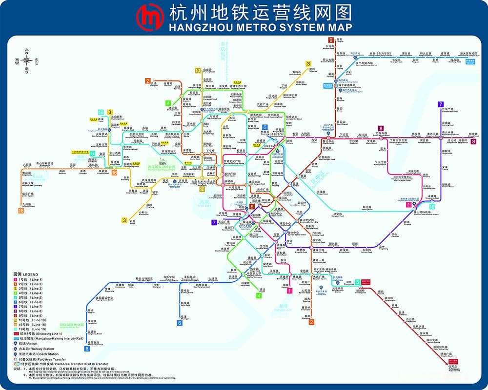 杭州地铁线路图，杭州地铁全图高清版大图(最新版)