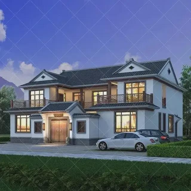 48款二层新中式四合院别墅自建房，2025古韵与现代碰撞合院别墅
