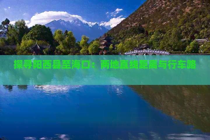 阳西至海口交通指南：460公里高速直达，560公里全程解析