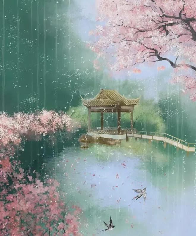 四首古诗，喜迎惊蛰天，一夜春雷动石泉，桃花新涨已连天