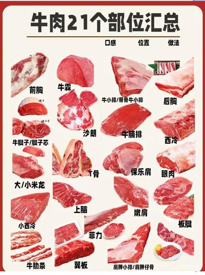 牛肉各种部位及最佳烹饪方法！