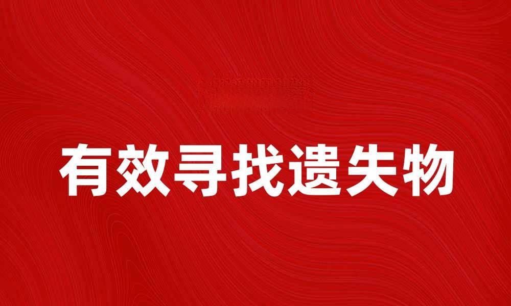 如何有效寻找遗失物，避免浪费时间与精力