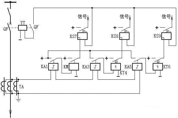 二次回路三段式零序电流保护电路