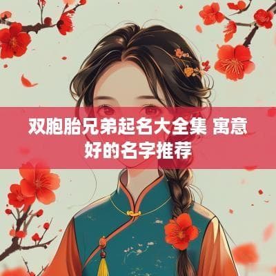 双胞胎兄弟起名大全集：寓意好的名字推荐