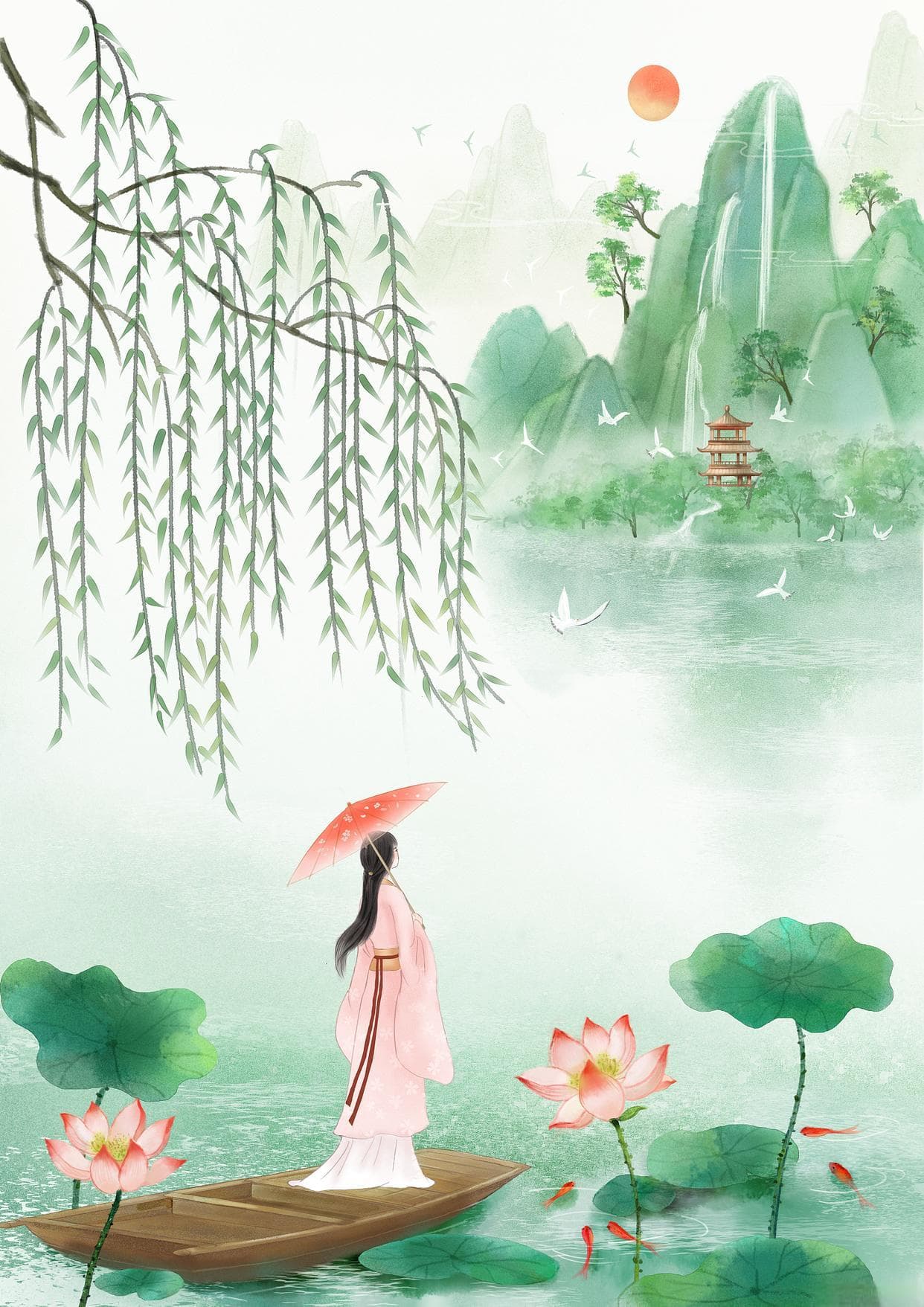 5首咏荷诗：有意十分开晓露，无情一饷敛斜阳
