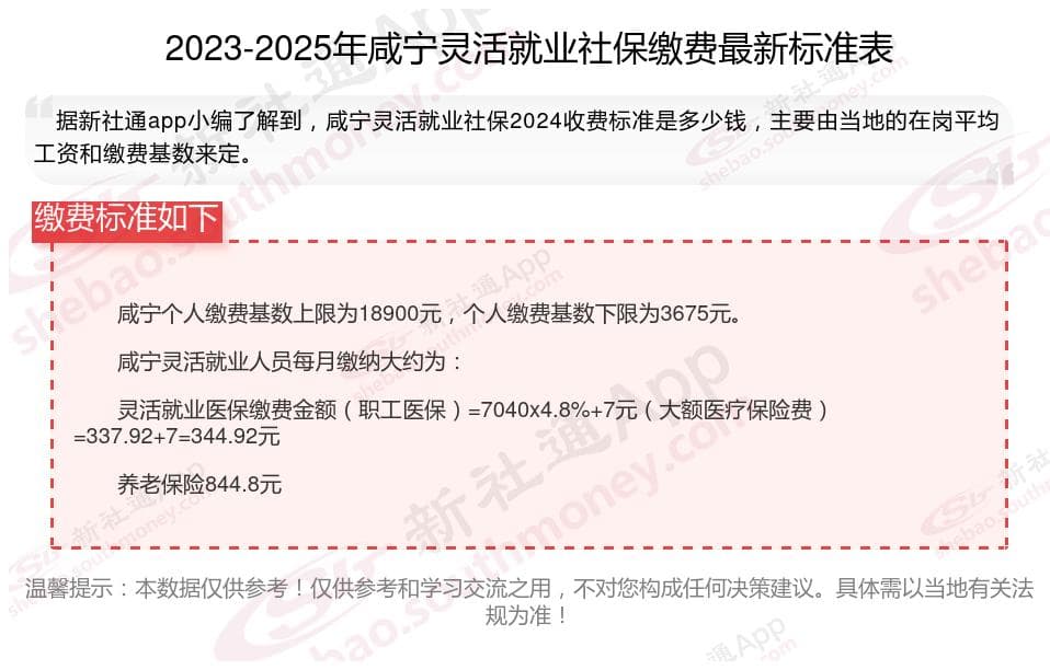 2024-2025年度咸宁灵活就业人员社保缴费标准及退休金计算方式详解