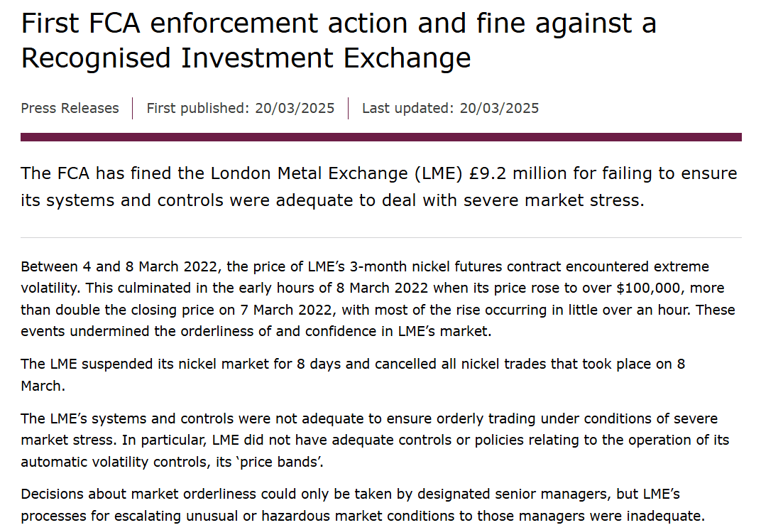 “伦镍风波”大结局：LME被罚920万英镑