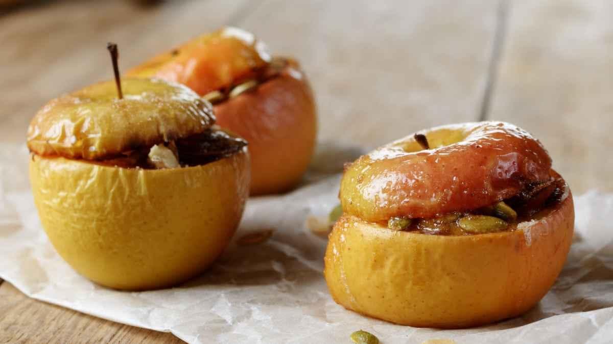用空气炸锅制作烤苹果的简易食谱