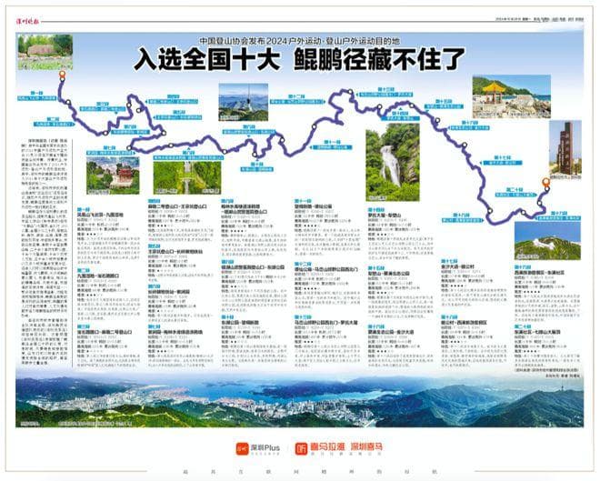 深圳鲲鹏径入选2024年十大登山户外运动特色目的地
