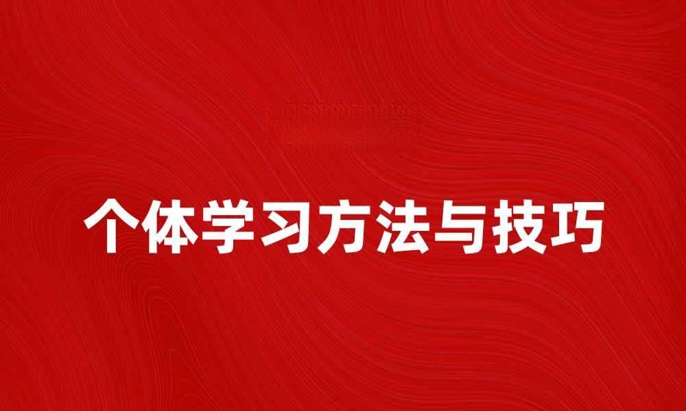 个体学习：提升自我成长的有效方法与技巧