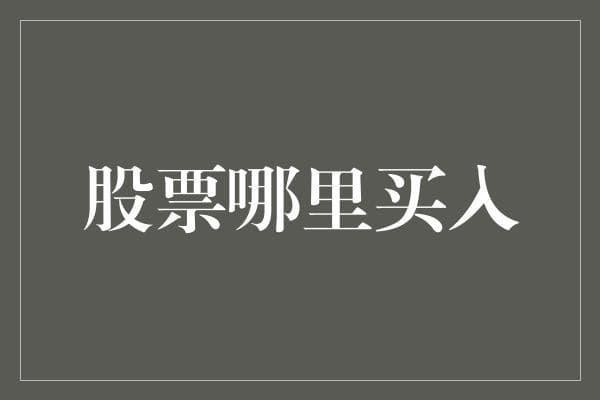 股票市场投资：如何选择合适的买入点