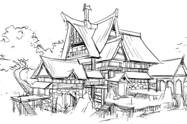 怎么画插画场景的草图，首先需要规划构图
