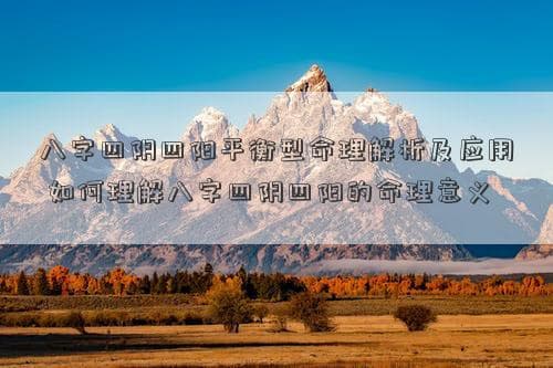 八字四阴四阳平衡型命理解析及应用