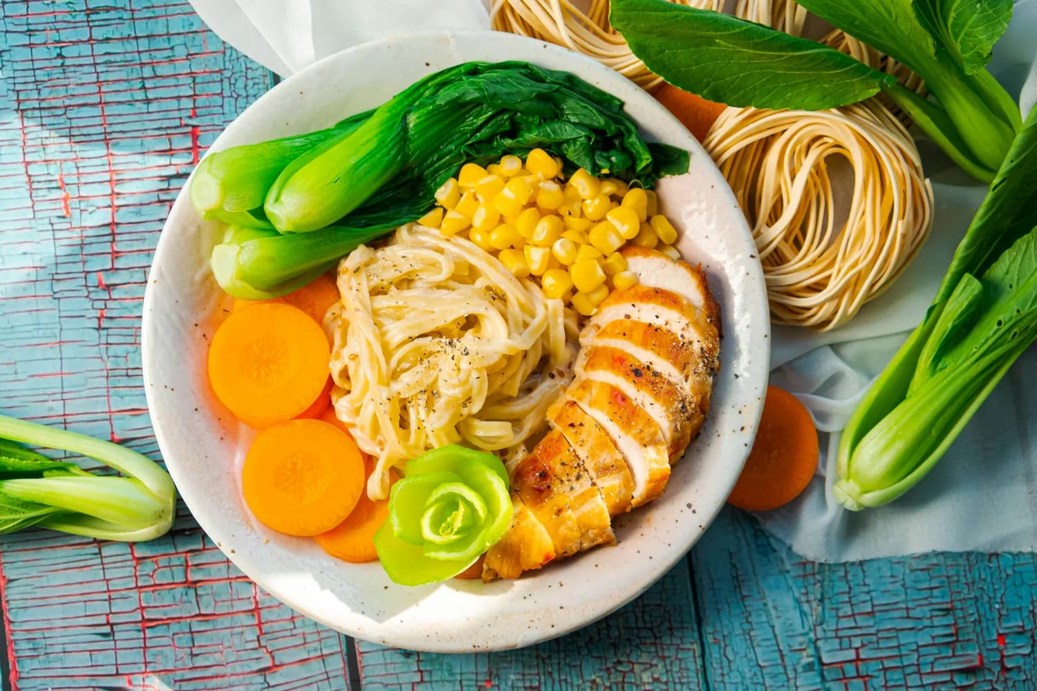 非油炸方便面+蔬菜+优质蛋白，营养满分！
