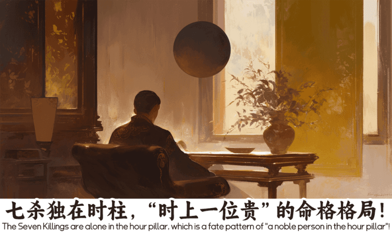 七杀独在时柱，“时上一位贵”的命格格局！
