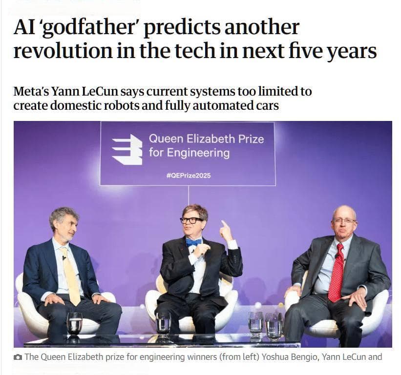 Meta首席AI科学家预测：AI技术十年内或迎革命，家用机器人尚需时日