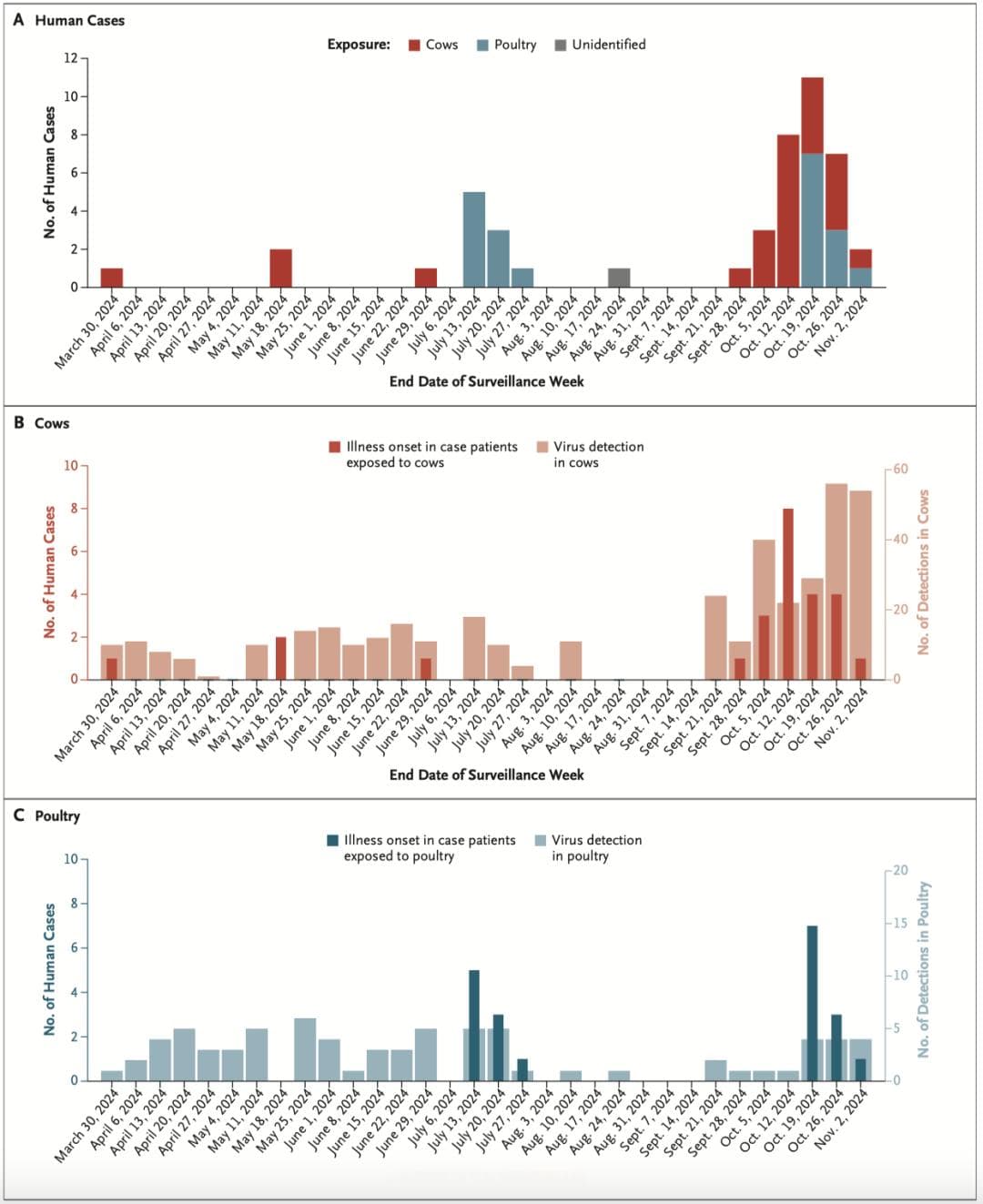 NEJM最新研究：H5N1病毒为何从家禽扩展到奶牛？我们是否已做好足够准备？