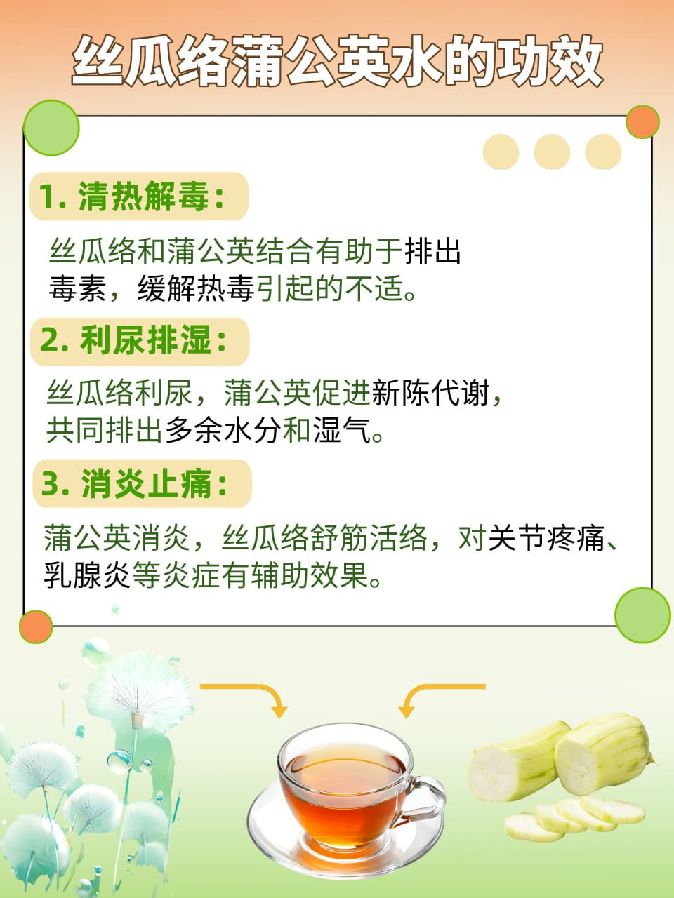 丝瓜络加蒲公英煮水：功效与注意事项