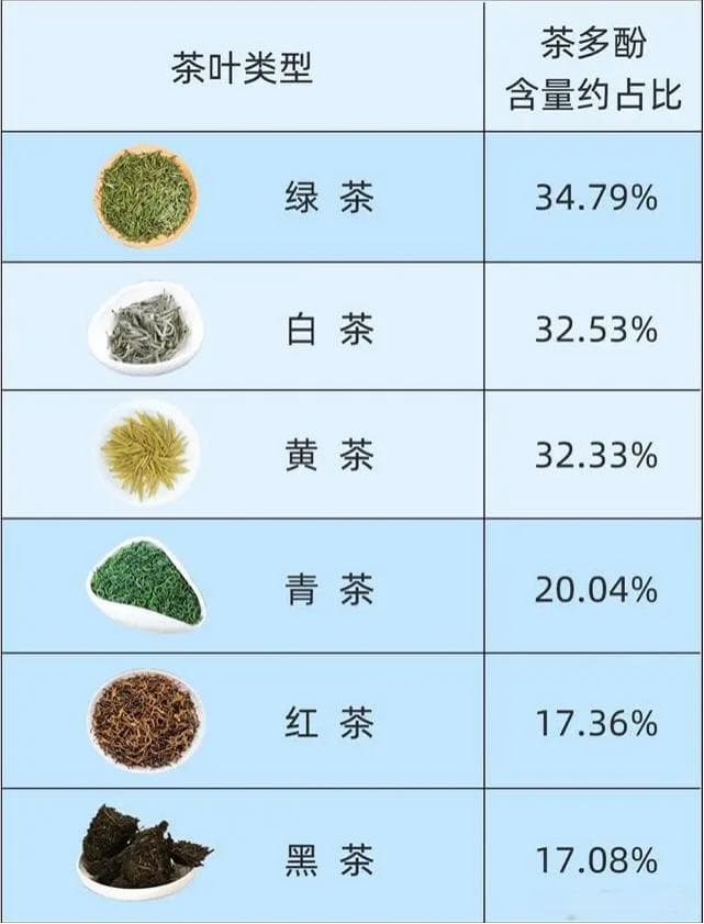 不同茶叶中的茶多酚含量如何？