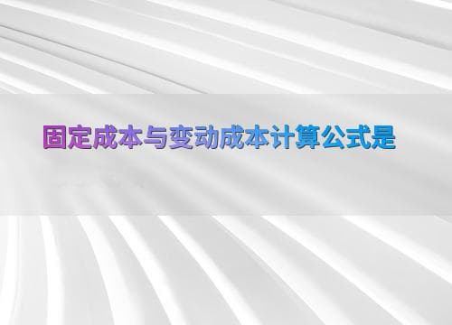 固定成本与变动成本计算公式是什么意思