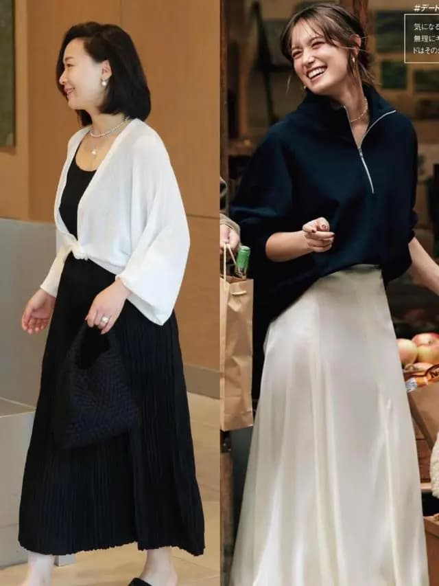 40岁女性秋季时尚：经典黑白搭配提升气质与显瘦效果。