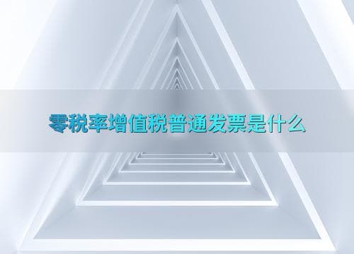 零税率增值税普通发票是什么