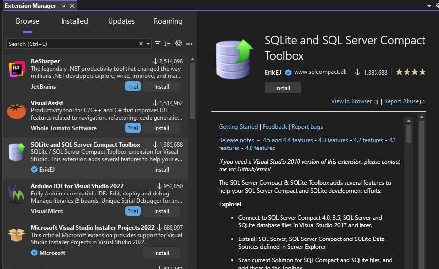 查找、安装和管理 Visual Studio 的扩展