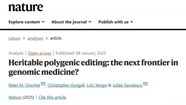 Nature | 复杂疾病的未来防线：多基因编辑是否会引发新一轮优生学争议？