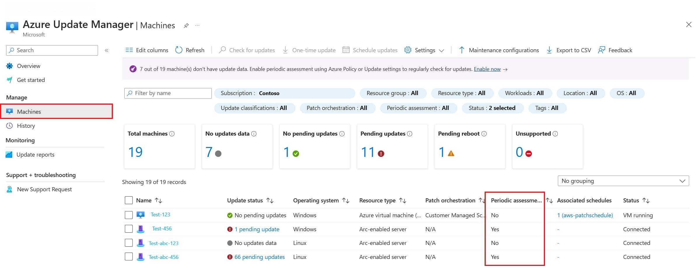 Azure更新管理器中的评估选项
