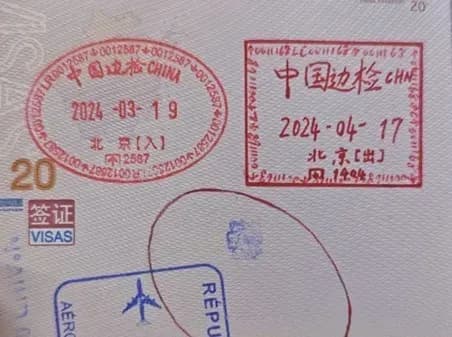 在护照上手绘盖验讫章？画得很好，下次别画了